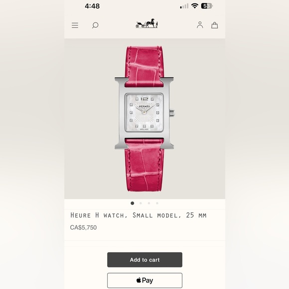 Hermes heure H watch, small model w/ diamonds & alligator strap. Retails $6,250+ - Picture 13 of 17